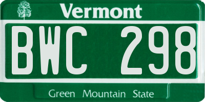 VT license plate BWC298