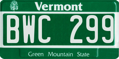 VT license plate BWC299