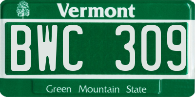 VT license plate BWC309