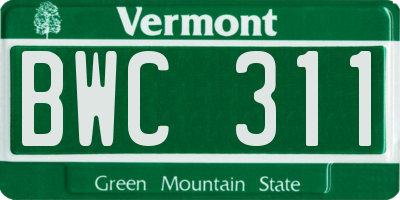 VT license plate BWC311