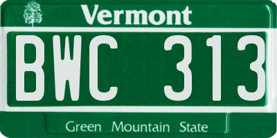 VT license plate BWC313