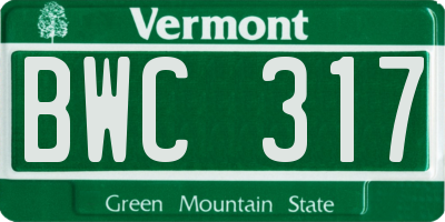 VT license plate BWC317