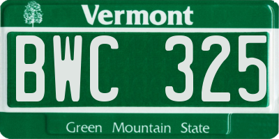 VT license plate BWC325