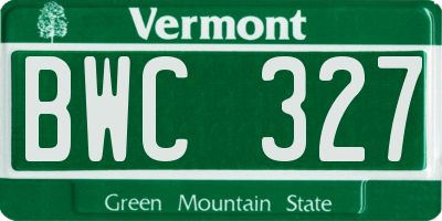 VT license plate BWC327
