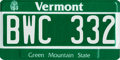 VT license plate BWC332