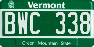 VT license plate BWC338