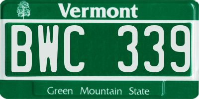 VT license plate BWC339