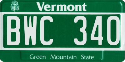 VT license plate BWC340