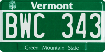 VT license plate BWC343