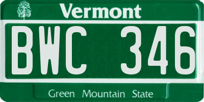 VT license plate BWC346