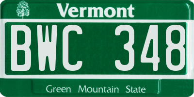 VT license plate BWC348