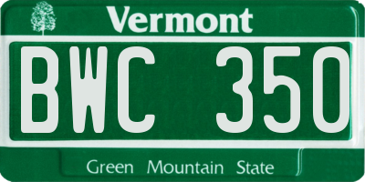 VT license plate BWC350