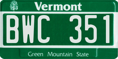 VT license plate BWC351