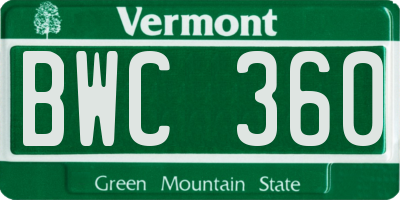 VT license plate BWC360
