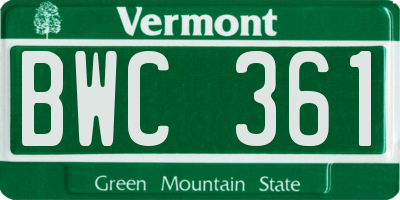 VT license plate BWC361