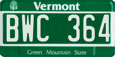 VT license plate BWC364