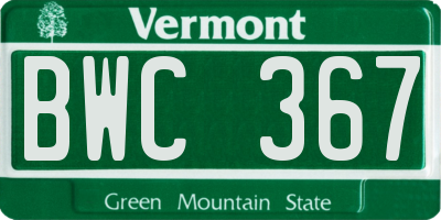 VT license plate BWC367