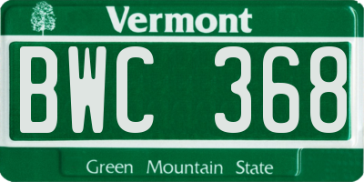 VT license plate BWC368