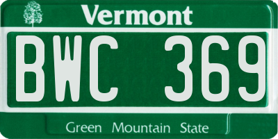 VT license plate BWC369