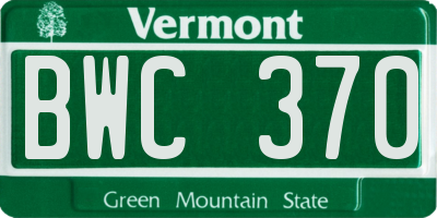 VT license plate BWC370