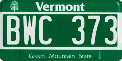 VT license plate BWC373