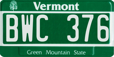 VT license plate BWC376