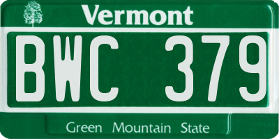 VT license plate BWC379