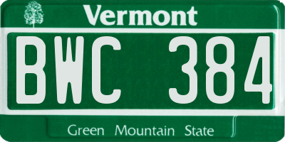 VT license plate BWC384