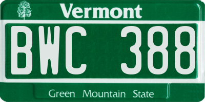 VT license plate BWC388