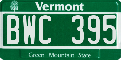 VT license plate BWC395