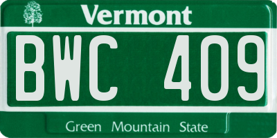 VT license plate BWC409