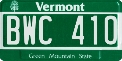 VT license plate BWC410