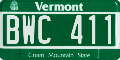 VT license plate BWC411