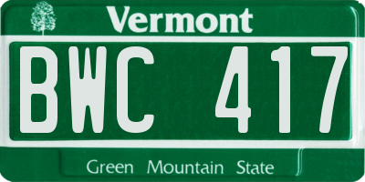 VT license plate BWC417