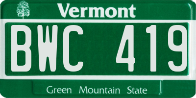 VT license plate BWC419