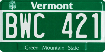 VT license plate BWC421
