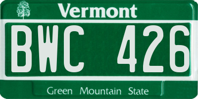 VT license plate BWC426