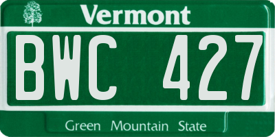 VT license plate BWC427