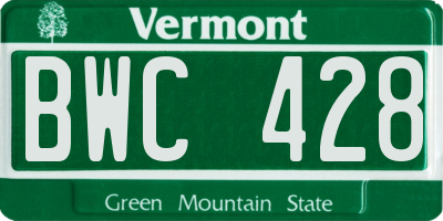 VT license plate BWC428