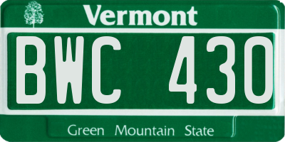 VT license plate BWC430