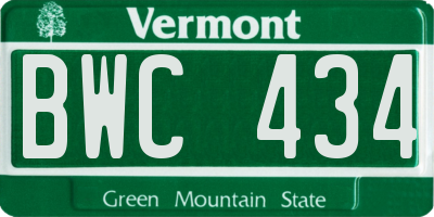 VT license plate BWC434