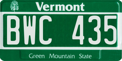 VT license plate BWC435
