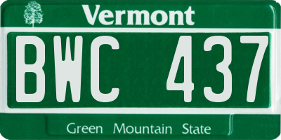 VT license plate BWC437