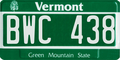 VT license plate BWC438