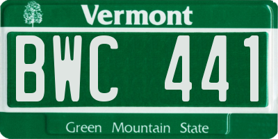 VT license plate BWC441