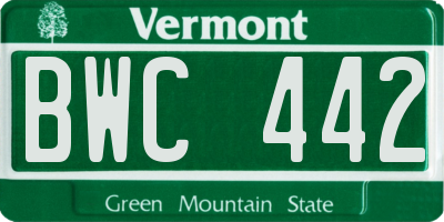 VT license plate BWC442