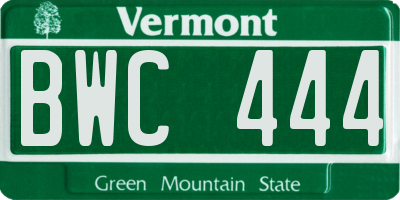 VT license plate BWC444