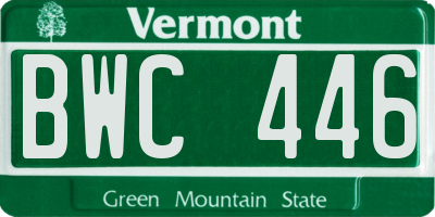 VT license plate BWC446