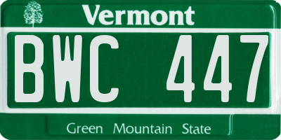 VT license plate BWC447