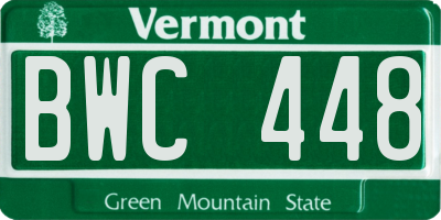 VT license plate BWC448